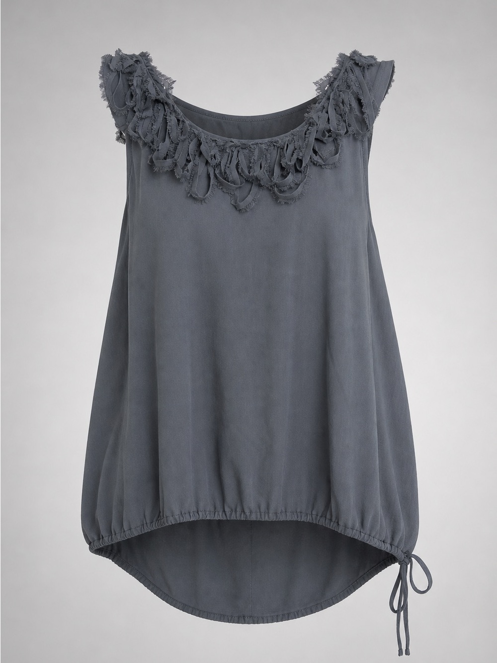 Banana Republic Slate Gray Fringed Scoop Neck Tank